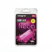 Integral Neon USB 3.0 stick, 64 GB, roze - thumbnail