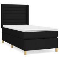 Boxspring met matras stof zwart 90x190 cm - thumbnail