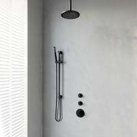 Brauer Black Edition Thermostatische Regendoucheset Inbouw - Hoofddouche 20 cm - Handdouche Staaf - Doucheslang - Geintegreerde Glijstang - Mat Zwart - thumbnail