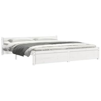 Bedframe massief hout wit 180x200 cm