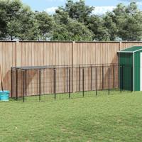 Hondenkennel 4,84 m² staal zwart - thumbnail