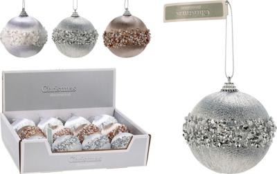 Kerstbal 80 mm kralen 3ass kleuren Nampook - Nampook