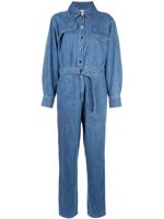 Tibi belted denim jumpsuit - Blue - thumbnail