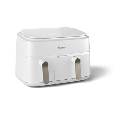 Philips 3000 series NA353/10 friteuse Dubbel 9 l Vrijstaand 2750 W Heteluchtfriteuse Zilver, Wit