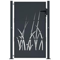 Poort 100x125 cm met grasontwerp staal antracietkleurig - thumbnail