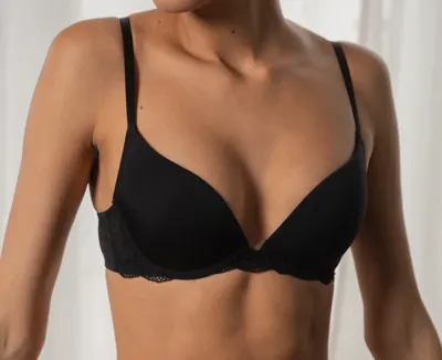 Push up / Plunge BH met beugel - Rosa - Kanten bh band - 3/4 cup - Decollete Bh