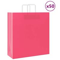 VidaXL Papieren zakken 50 st met hengsels 45x17x48 cm roze - thumbnail