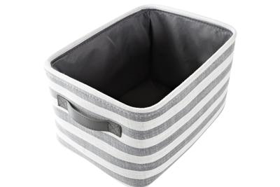 Mandenset DKD Home Decor Grijs Strepen Katoen (42 x 32 x 25 cm) (3 Onderdelen)