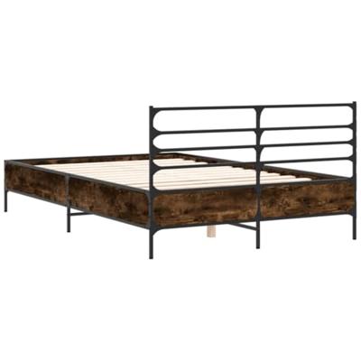 Bedframe bewerkt hout metaal gerookt eikenkleurig 140x190 cm