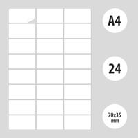 OFFICE products etiketten, wit, rechte hoeken, 100 vel, 70 x 35 mm, 24 etiketten per vel - thumbnail