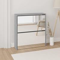 Schoenenkast met spiegel 2-laags 63x17x67 cm grijs sonoma - thumbnail