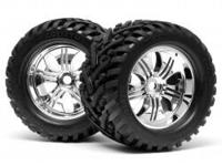 Mounted goliath tyre 178x97mm on tremor wheel chrome - thumbnail