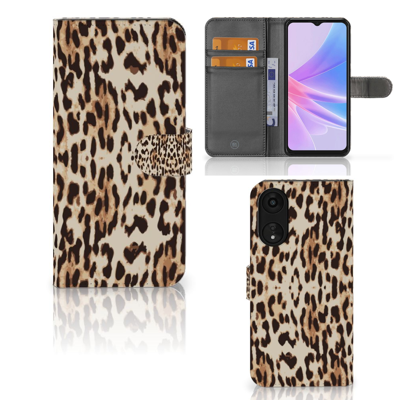 OPPO A78 5G | A58 5G | Telefoonhoesje | Met pasjeshouder | Leopard