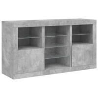 Dressoir met LED-verlichting 123x37x67 cm betongrijs - thumbnail