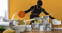 Fotobehang - Dribbelende Basketbal Speler, 11 maten, premium print, incl behanglijm - thumbnail