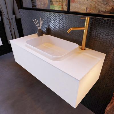 Badkamermeubelset Mondiaz Erin 100 cm met 1 Lade met RIDGE Wastafel Midden Talc met 1 kraangat Greeploos Mat Carrara Badkamermeubelset Mondiaz Erin 100 cm met 1 Lade met RIDGE Wastafel Midden Talc met 1 kraangat Greeploos Mat Carrara