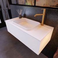 Badkamermeubelset Mondiaz Erin 100 cm met 1 Lade met RIDGE Wastafel Midden Talc met 1 kraangat Greeploos Mat Carrara - thumbnail