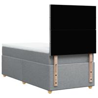 Boxspring met matras stof lichtgrijs 90x200 cm - thumbnail