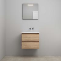 On-Line Badkamermeubelset - 60 cm - Voorgemonteerd - Acryl Wastafel - zonder Kraangat - Spiegel met LED-Verlichting - Eiken - thumbnail