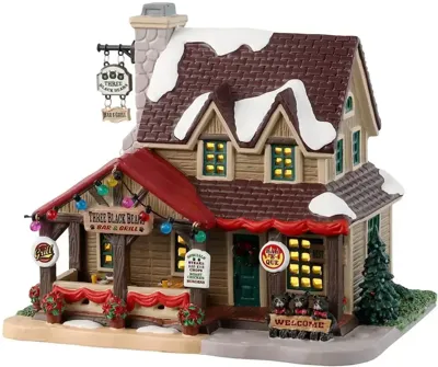 Lemax three black bears bar & grill & moonshine verlicht kersthuisje Vail Village 2024
