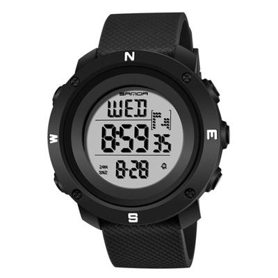 SANDA 361 modieuze nacht licht sport kinderen elektronische horloge multi functionele persoonlijkheid nachtlampje mannen waterdicht horloge (zwart wit