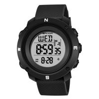 SANDA 361 modieuze nacht licht sport kinderen elektronische horloge multi functionele persoonlijkheid nachtlampje mannen waterdicht horloge (zwart wit - thumbnail