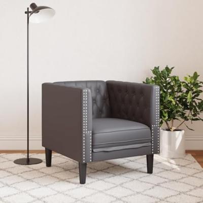 Fauteuil Chesterfield-stijl kunstleer grijs Fauteuil Chesterfield-stijl kunstleer grijs