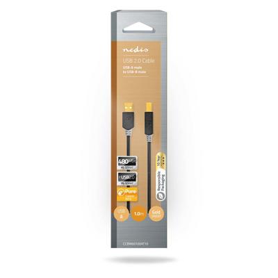 Nedis USB-Kabel | USB-A Male naar USB-B Male | 480 Mbps | 1 m | 1 stuks - CCBW60100AT10 CCBW60100AT10