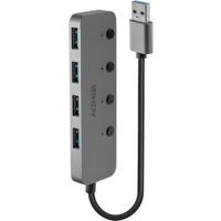 LINDY 4 Port USB 3.0 Hub mit Ein-/Ausschaltern 43309 USB-hub 4 poorten USB-A USB 3.0 5 GBit/s Individueel schakelbaar Grijs - thumbnail