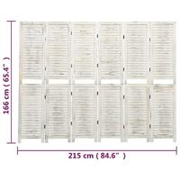 Kamerscherm met 6 panelen 215x166 cm massief hout antiekwit - thumbnail