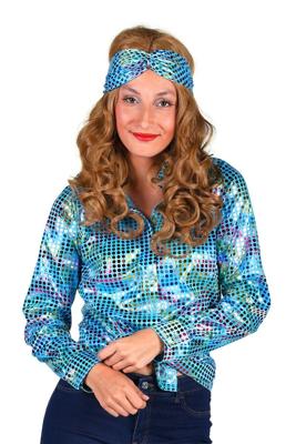 Dames disco blouse turquoise