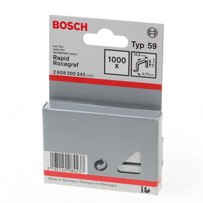 Bosch Accessories 2609200242 Nieten met fijn draad Type 59 1000 stuk(s) Afm. (l x b) 12 mm x 10.6 mm Bosch Accessories 2609200242 Nieten met fijn draad Type 59 1000 stuk(s) Afm. (l x b) 12 mm x 10.6 mm