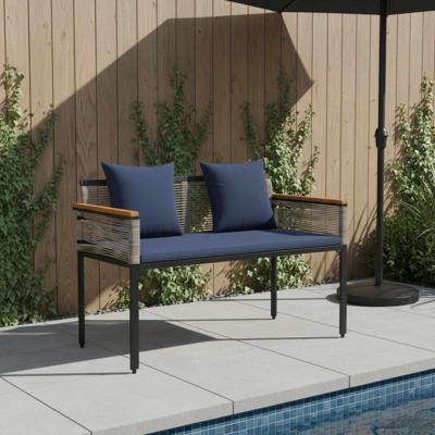 Tuinbank Grijs en Marineblauw 117 x 54 x 74.5 cm poly rattan