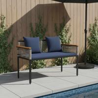 Tuinbank Grijs en Marineblauw 117 x 54 x 74.5 cm poly rattan - thumbnail