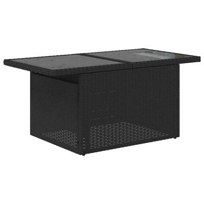8-delige Loungeset met kussens poly rattan zwart - thumbnail