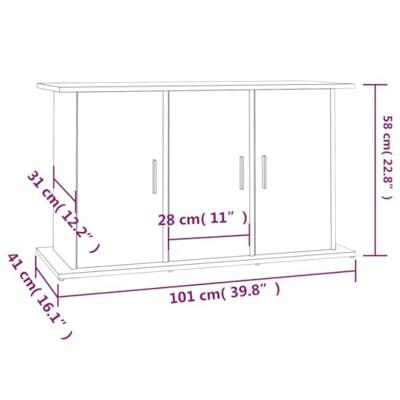 Aquariumstandaard 101x41x58 cm bewerkt hout grijs sonoma eiken - thumbnail