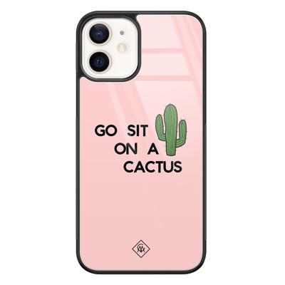iPhone 12 glazen hardcase - Go sit on a cactus iPhone 12 glazen hardcase - Go sit on a cactus