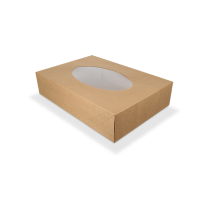 Cateringdozen kraft klein met venster 36x25x8cm