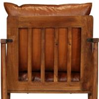 Fauteuil echt leer met acaciahout bruin - thumbnail