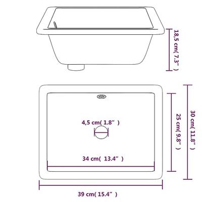 VidaXL Wastafel rechthoekig 39x30x18,5 cm keramiek wit