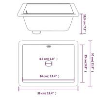 VidaXL Wastafel rechthoekig 39x30x18,5 cm keramiek wit - thumbnail