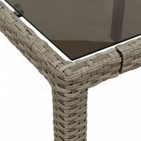 Tuintafel met glazen blad 190x90x75 cm poly rattan lichtgrijs - thumbnail