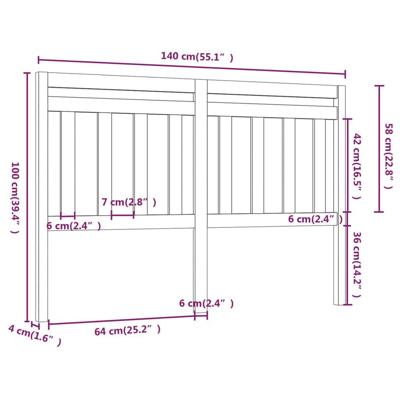 Hoofdbord 140x4x100 cm massief grenenhout wit