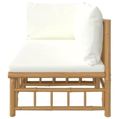 2-delige Loungeset met kussens bamboe crmewit - thumbnail