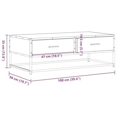 Salontafel 100x50x35 cm bewerkt hout en metaal sonoma eiken