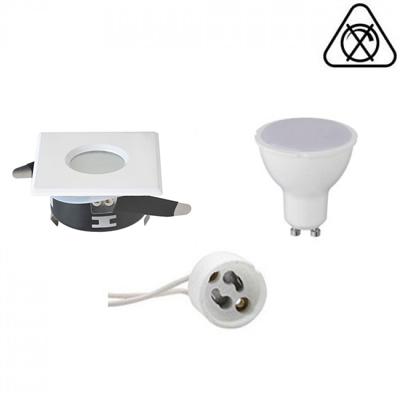 GU10 Inbouwspot Set - Mat Wit - Inbouw Vierkant - Waterdicht IP65 - Aigi - 6W - Natuurlijk Wit 4200K - 82mm