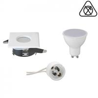 GU10 Inbouwspot Set - Mat Wit - Inbouw Vierkant - Waterdicht IP65 - Aigi - 6W - Natuurlijk Wit 4200K - 82mm - thumbnail