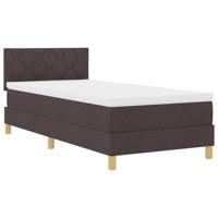 Boxspringbed met matras Donkerbruin 100 x 200 cm Stof - thumbnail