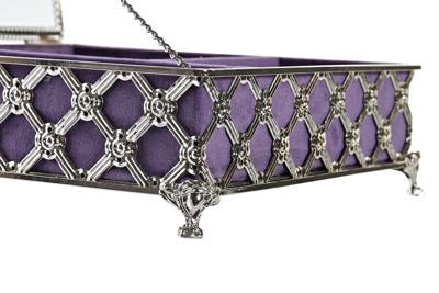 Doos-Juwelenkistje DKD Home Decor Kristal Metaal Zilverkleurig Lila 22 x 22 x 7 cm Doos-Juwelenkistje DKD Home Decor Kristal Metaal Zilverkleurig Lila 22 x 22 x 7 cm