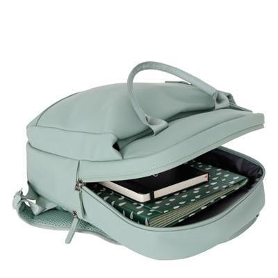 New Rebels Harper Miami Rugzak 9L Waterafstotende Laptop Rugtas 13 inch Schooltas en Werktas van PU Comfortabel Salie Green